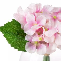 Pure Garden 7.5 in. Pink Hydrangea Artificial Floral Arrangement in Glass Vase thumbnail 4