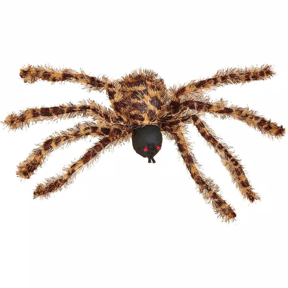 Worth Imports 22 in. Brown Furry Spider with Lighted Red Eyes (Set of 2) - Halloween Bug Decor