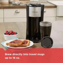 BLACK+DECKER Single Serve Drip Coffee Maker with 16 oz. Travel Mug, Black thumbnail 6