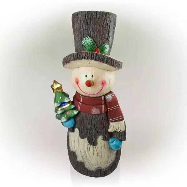 Alpine Corporation 48 in. Solar Snowman Statue with Color Changing LED Lights, Outdoor Holiday Decor
