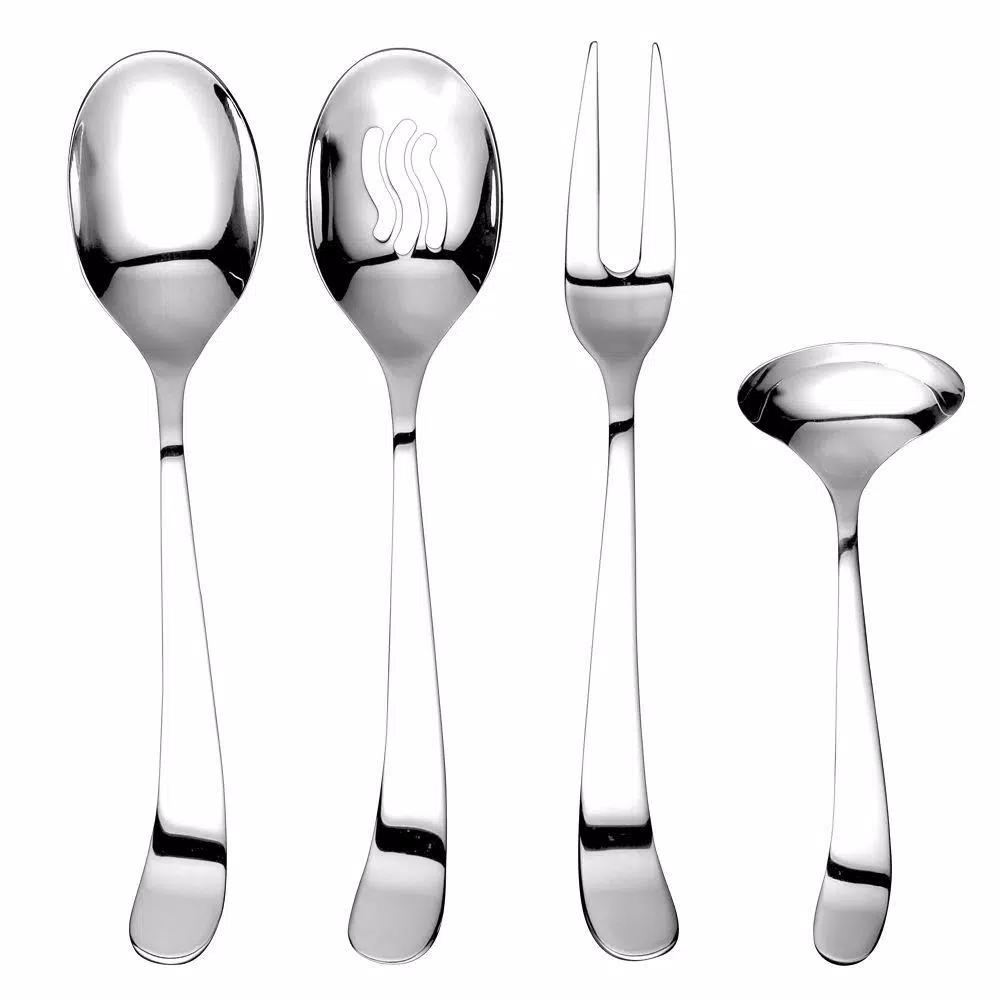 Ginkgo Sea Drift 4-Piece Hostess Serving Set, 18/0 Stainless Steel