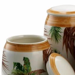 Elama Paradise Palms Sand 3-Piece Ceramic Kitchen Canister Set with Airtight Lids thumbnail 2