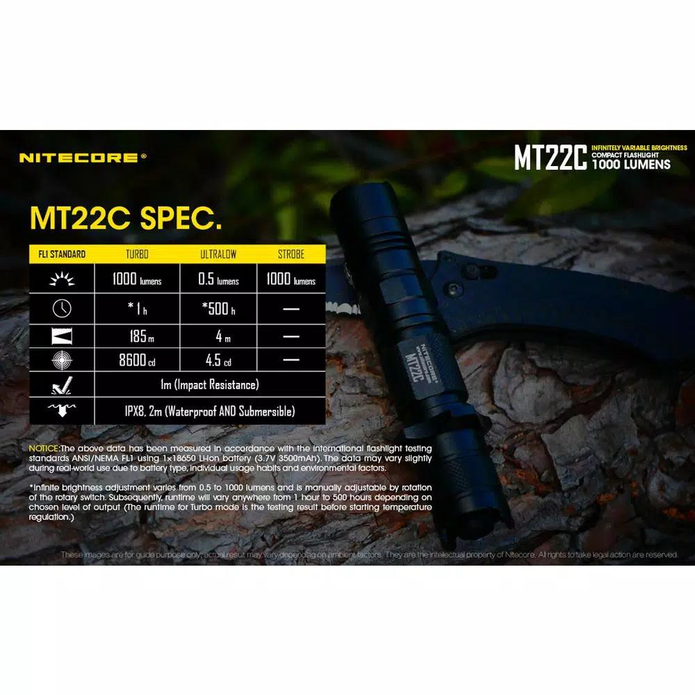 NITECORE MT22C Multitask Series Tactical LED Flashlight, 1000 Lumens, USB Rechargeable