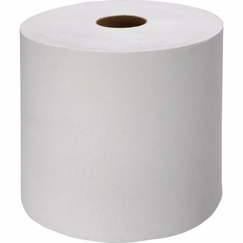 Genuine Joe Hardwound Roll Paper Towels, 1-Ply, White, 6 Rolls
