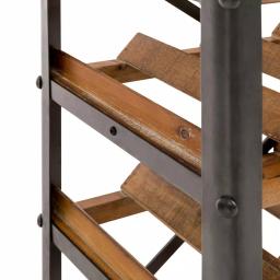 Glitzhome 34.25 in. Vintage Wood and Iron Wine Bottle and Glass Rack thumbnail 2