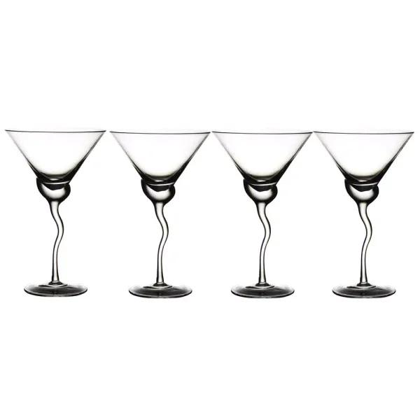 Abigails Martini 13 oz. Glass with Wavy Stem, Set of 4