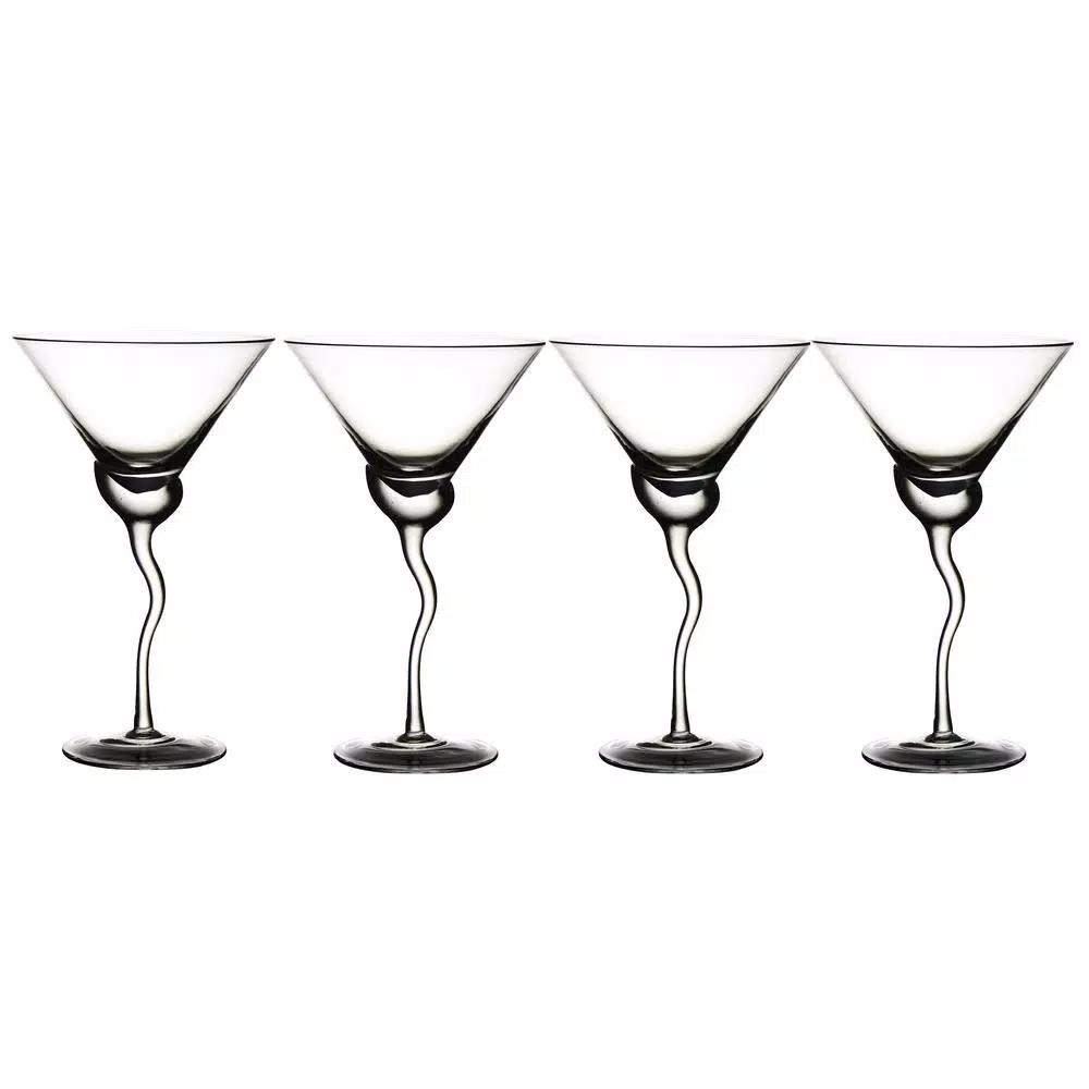 Abigails Martini 13 oz. Glass with Wavy Stem, Set of 4