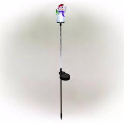 Alpine Corporation Solar Snowman Garden Stakes with Fiber Optic LED Lights, Set of 2 thumbnail 9