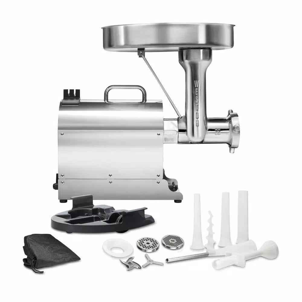 Weston Pro Series #8 0.75 HP Stainless Steel Electric Meat Grinder and Sausage Stuffer