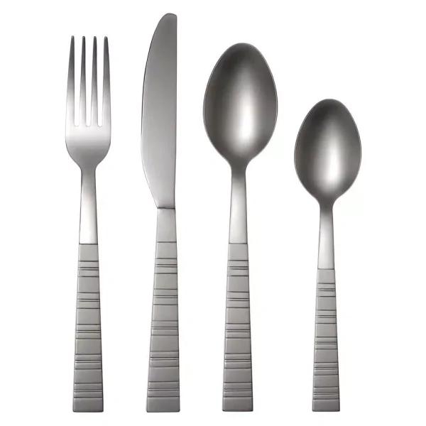 Cambridge Silversmiths Dallas Frost 16-Piece Flatware Set with Chrome Caddy, Service for 4