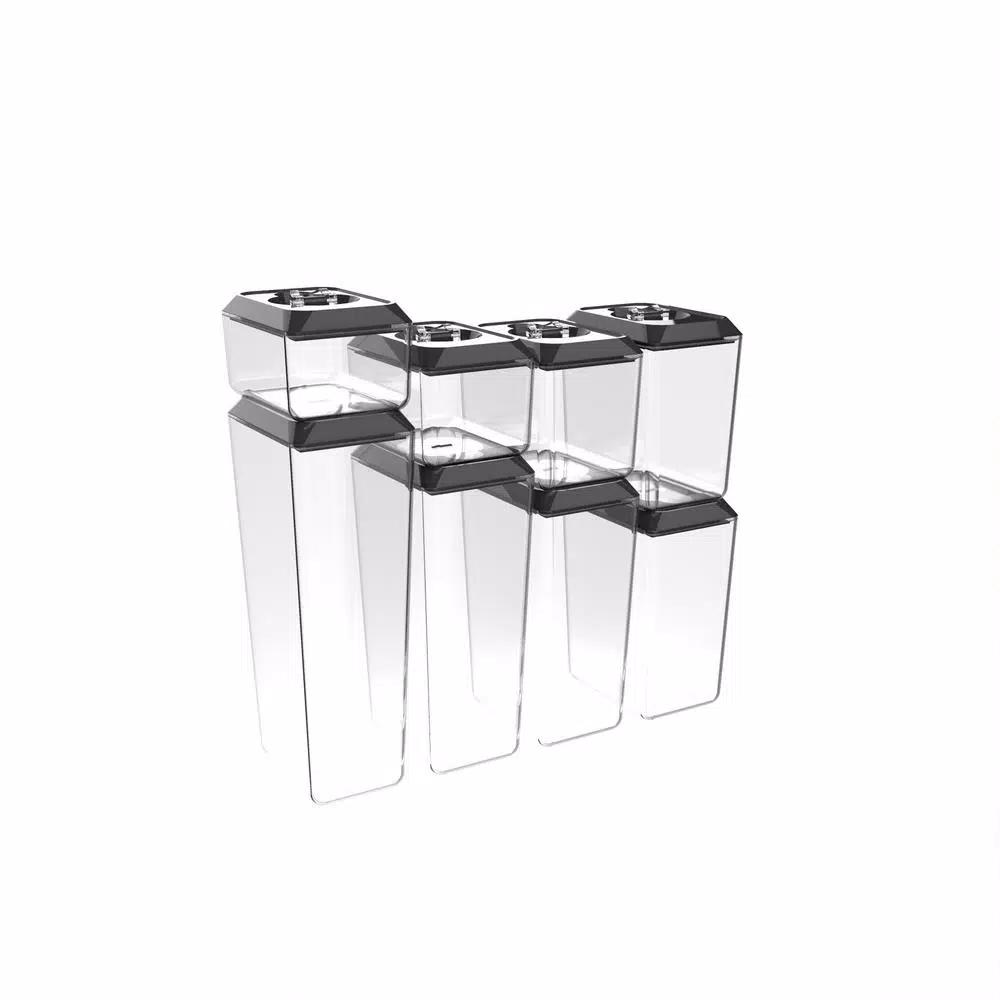 Classic Cuisine 8-Piece Airtight Plastic Food Storage Container Set, Stackable Rectangular Canisters