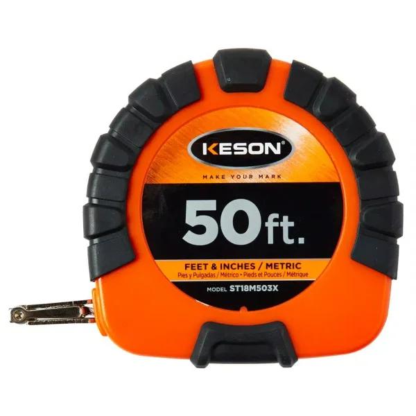 Keson 50 ft. Closed Reel Steel Measuring Tape, 3x1 Rewind, SAE and Metric