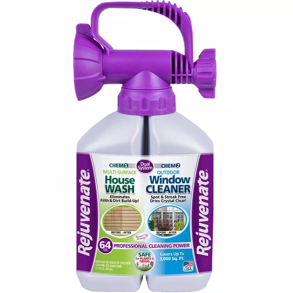 Rejuvenates Outdoor Multi-Surface House Wash and Window Cleaner, 64 oz. Dual System