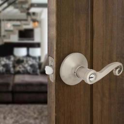 Defiant Scroll Keyed Entry Door Lever, Satin Nickel thumbnail 2