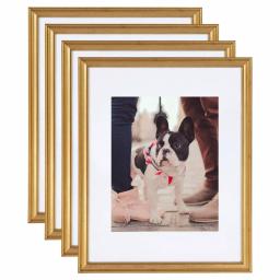 Kate and Laurel Adlynn Gold Picture Frame Set, 11 x 14 in. and 8 x 10 in. with Mats, Set of 4 thumbnail 1