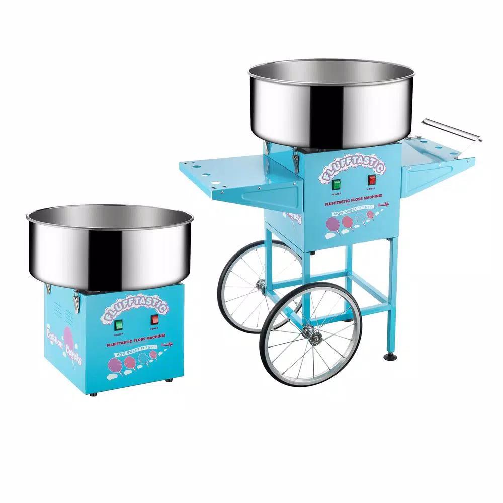 Great Northern Popcorn Flufftastic Commercial Cotton Candy Machine with Mobile Cart, 1000W, Light Blue