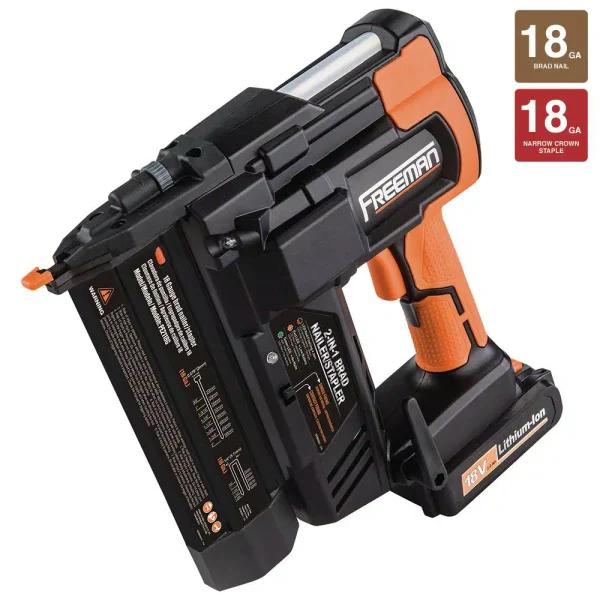 Freeman PE2118G 18V Cordless 2-in-1 18-Gauge Brad Nailer and Stapler Kit