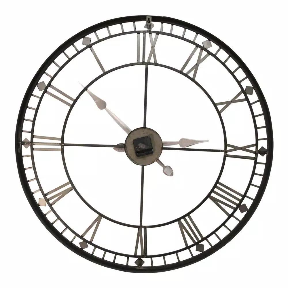 Stratton Home Decor Austin 31.5" Oversized Industrial Wall Clock - Black and Gold