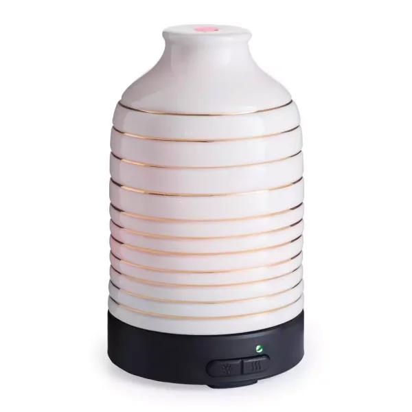 Airome Serenity 9.3 in. Ultrasonic Essential Oil Diffuser - Ivory Ceramic & Gold