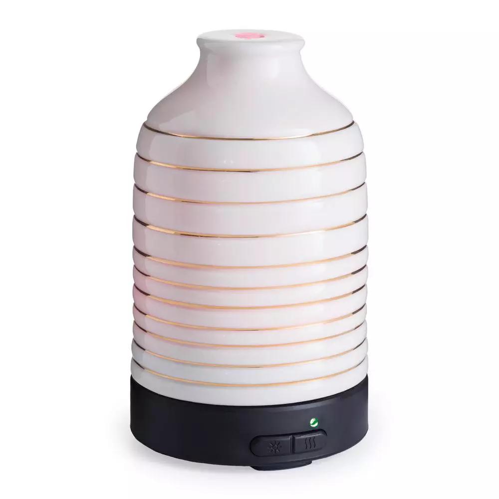 Airome Serenity 9.3 in. Ultrasonic Essential Oil Diffuser - Ivory Ceramic & Gold