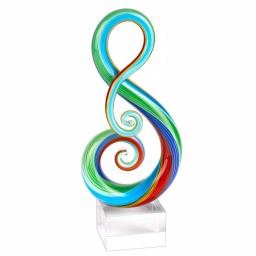 Badash Crystal Rainbow Murano Style Art Glass Musical Clef Centerpiece on Crystal Base, 12 in. thumbnail 1