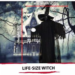 Haunted Hill Farm 7.5 ft. Animated Phantom Witch with Multi-Color LED Crystal Ball Halloween Prop thumbnail 11