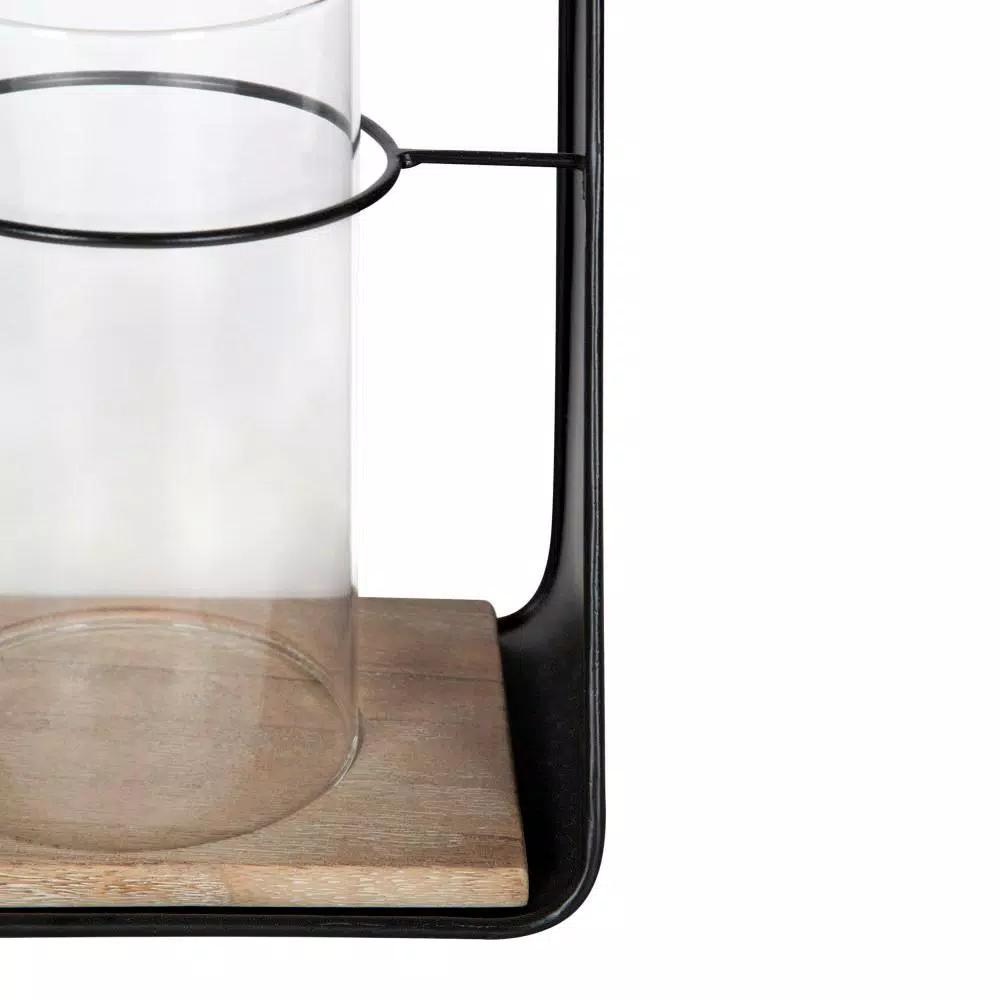 Kate and Laurel Blackwell Natural Wood and Black Metal Candle Sconce Set of 2