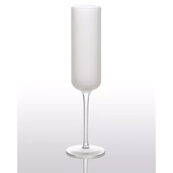 Abigails White Night Frosted Champagne Glass Set, 4-Piece Clear & Matte Glassware