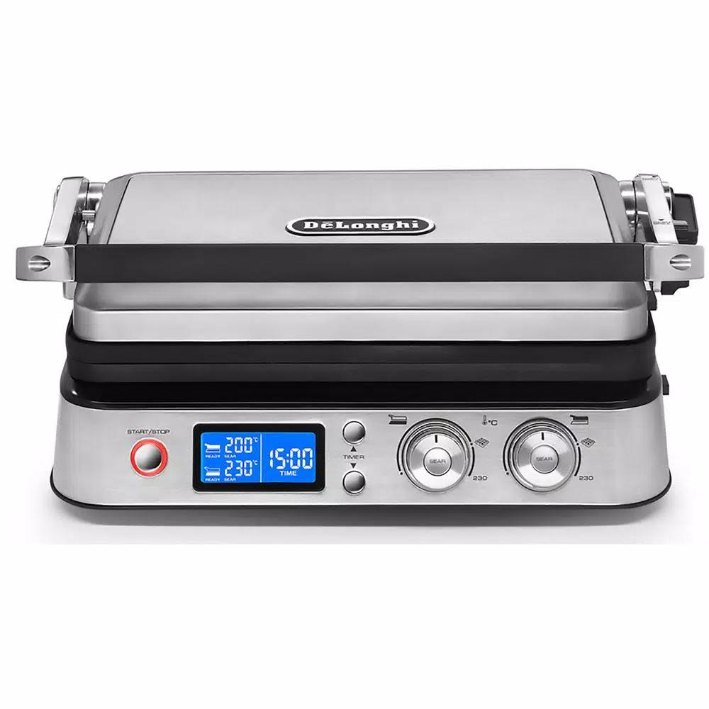 DeLonghi De'Longhi Livenza All-Day Indoor Grill with FlexPress System, Stainless Steel, 130 sq. in.