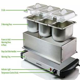 Ovente FW153W 3-Tray Buffet Server with Stand-Alone Warming Tray, Stainless Steel thumbnail 4