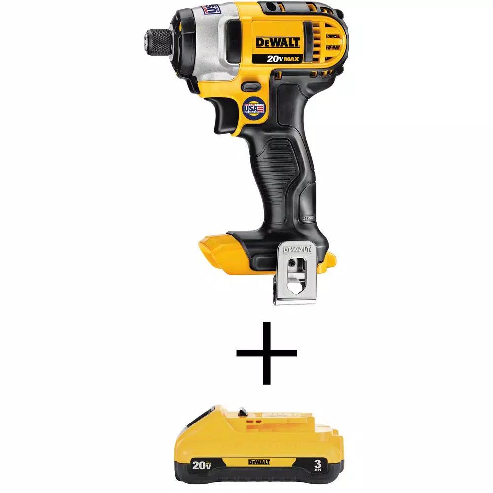 DEWALT 20V MAX Cordless 1/4 in. Impact Driver Kit with 3.0 Ah Lithium-Ion Battery