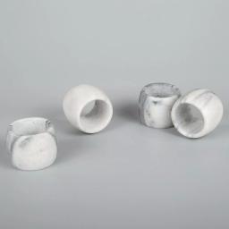 Creative Home Natural White Marble Napkin Rings, Set of 4 Elegant Tabletop Decor thumbnail 3