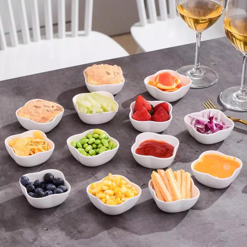 MALACASA 3 in. White Porcelain Ramekins Set of 12, Ceramic Serving Bowls for Creme Brulee and Dipping Sauces