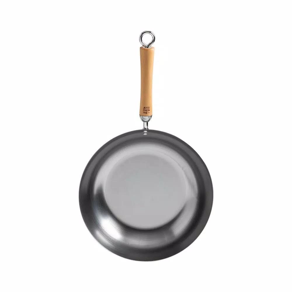 Honey-Can-Do Joyce Chen 12 in. Carbon Steel Stir-Fry Pan with Removable Birchwood Handle
