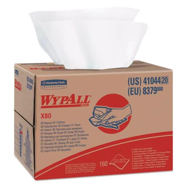 WYPAll X80 HydroKnit Wipers, White, 12.5 x 16.8 in, 160 Per Box