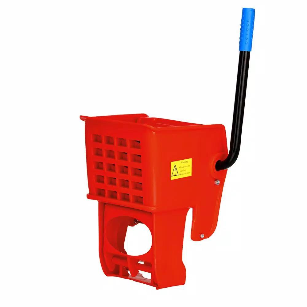 Alpine Industries 36 Qt. Mop Bucket with Side Press Wringer, Red