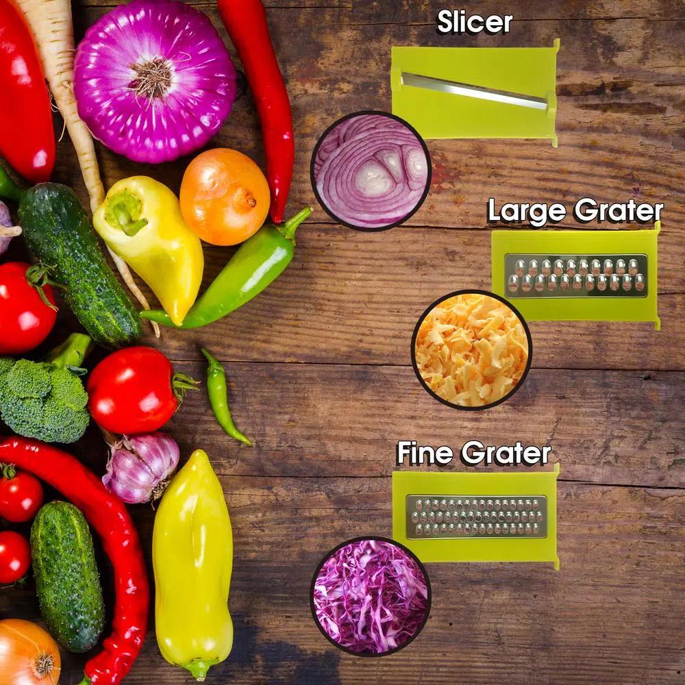 MegaChef 8-in-1 Multi-Use Slicer Dicer and Chopper with Interchangeable Blades and Bonus Peeler