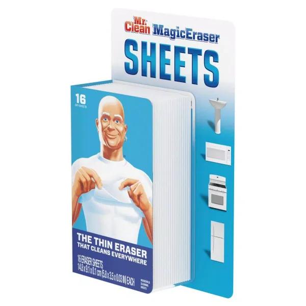 Mr. Clean Magic Eraser Thin Cleaning Sheets, Disposable Scouring Sponge, 16 Count