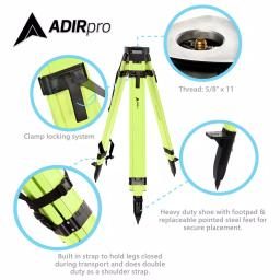 AdirPro High Visibility Green Heavy-Duty Aluminum Survey Tripod with Quick Clamp thumbnail 3