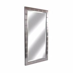 Alpine Art & Mirror Christopher 42 in. x 22 in. Large Rectangle Beveled Glass Wall Mirror - Brushed Silver Contemporary Frame thumbnail 3