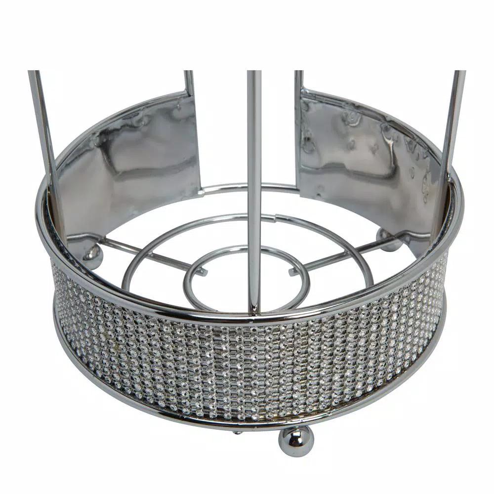 Bath Bliss Pave Diamond Design Toilet Paper Holder, Chrome Freestanding Stand
