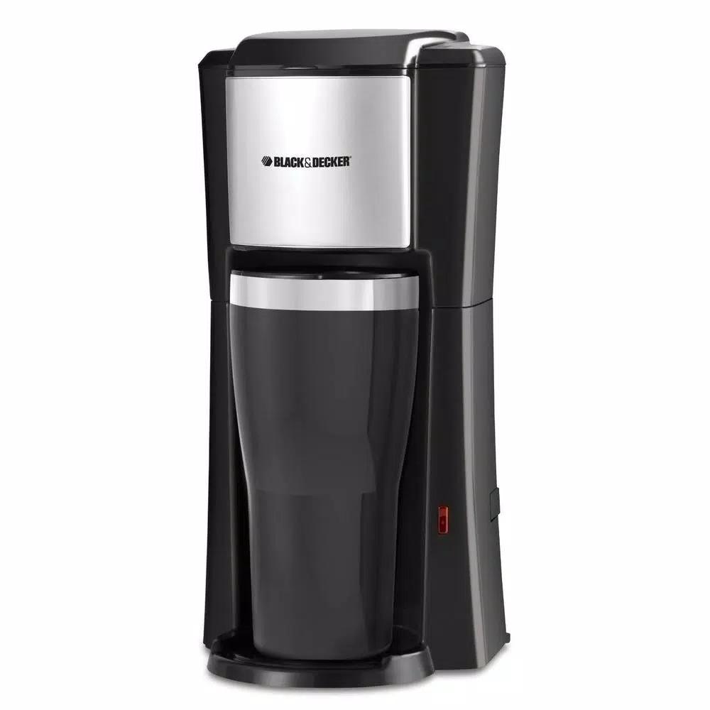 BLACK+DECKER Single Serve Drip Coffee Maker with 16 oz. Travel Mug, Black