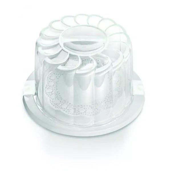 Unbranded Snips 28 cm White Cake Holder and Carrier with Protective Cover