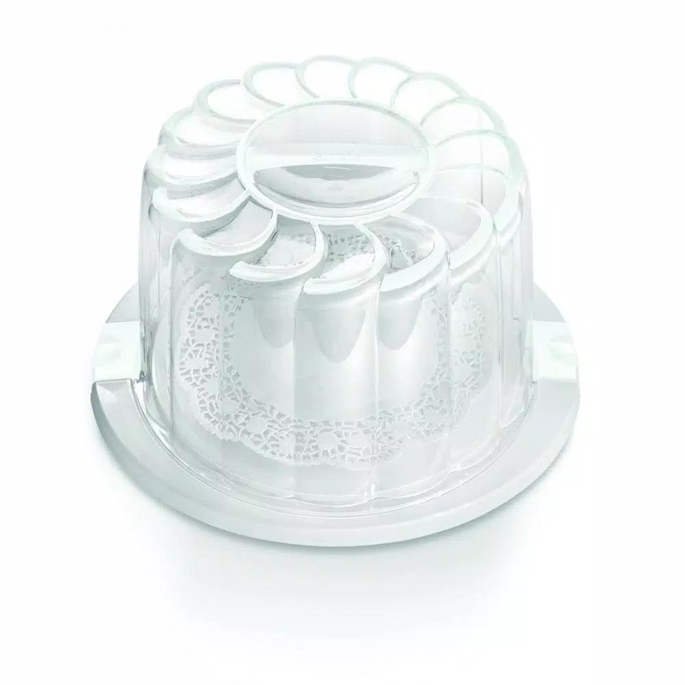 Unbranded Snips 28 cm White Cake Holder and Carrier with Protective Cover