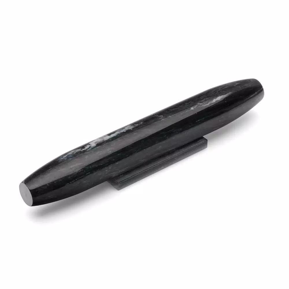 Fox Run 12 in. Black Marble Tapered French Rolling Pin with Base