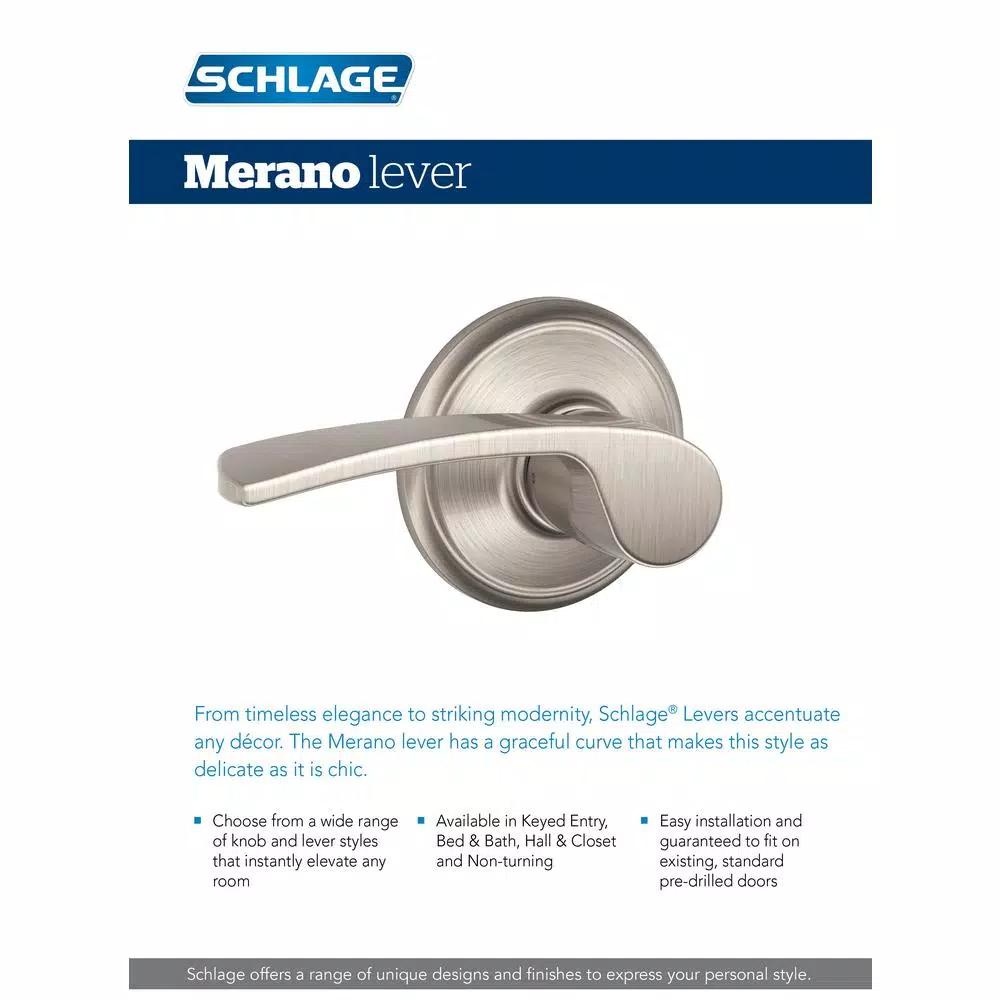 Schlage Merano Matte Black Passage Door Lever with Greenwich Trim