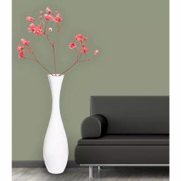 Uniquewise 43.5 in. White Modern Trumpet Floor Vase - Sleek Fiberglass Decorative Vase thumbnail 1
