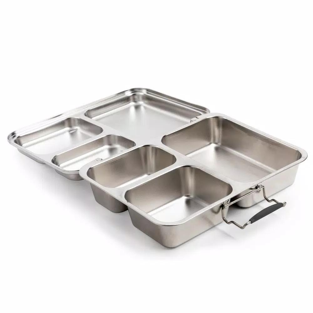 Manna Baransu Stainless Steel Large Lunch Container, 59 oz Divided Food Storage Box