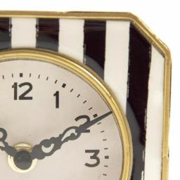 Zentique Black and White Striped Analog Desk Clock with Gold Trimmed Metal Frame thumbnail 3