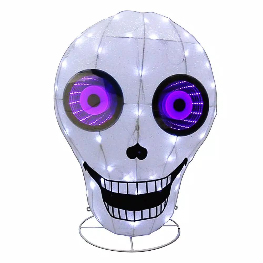 Puleo International 31 in. Lighted Halloween Skull with Infinity Mirror, 78 LED Lights